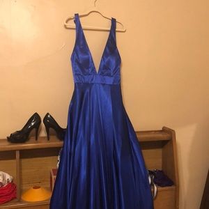 Blue satin dress for special occasions
